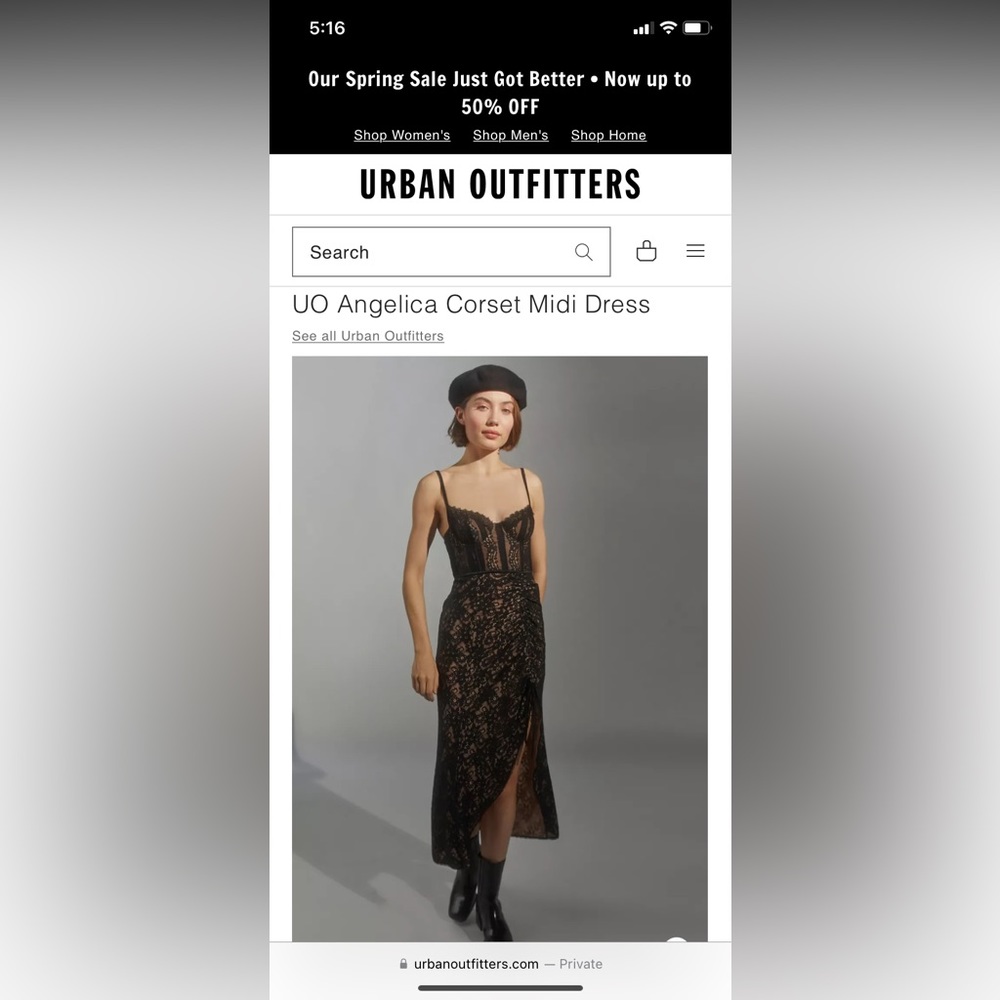 Urban Outfitters Black Lace Corset Midi Dress
